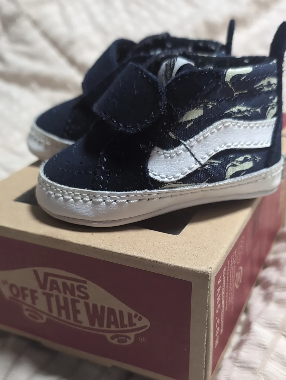 Vans Navy and White Infant Velcro Skate Shoes
